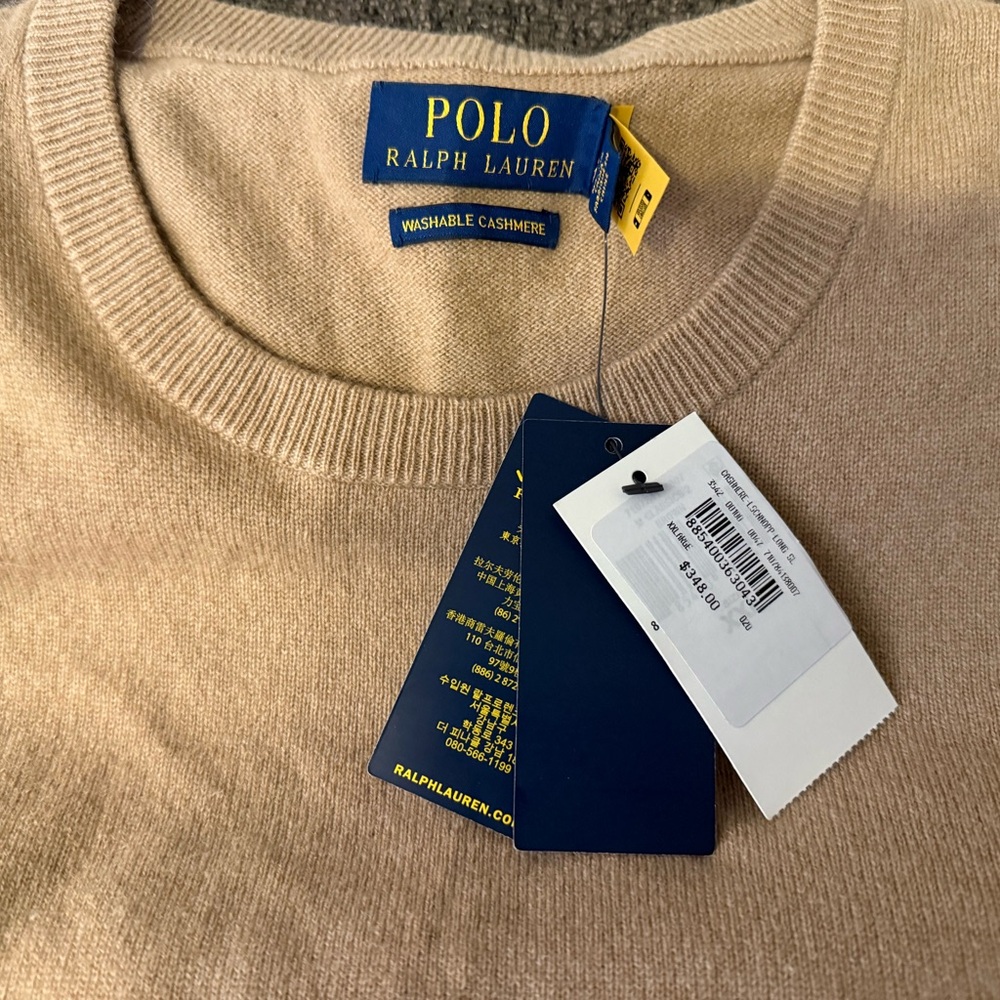 Ralph Lauren Beige 100% Washable Cashmere Sweater NWT - Picture 4 of 6